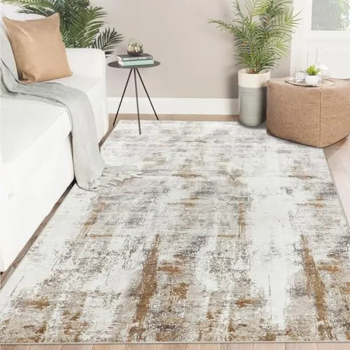 Famibay Alfombras Salón Lavable 160x230cm Beige Marrón Alfombra Dormitorio Pelo Corto Suave Alfombras de Habitación Modernas Abstracta Antideslizante para Salón Dormitorio Comedor