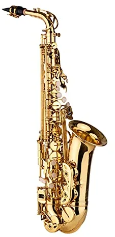 HUIOP Saxofón Alto AS100 Eb instrumento de viento saxofón Alto lacado de latón con estuche de transporte guantes correas paño de limpieza cepillo