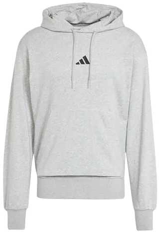 Adidas Uomo Essentials FEELCOZY French Terry Hoodie, Medium Grey Heather/Black, S