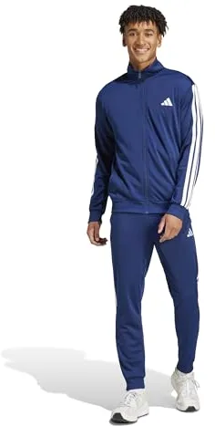 adidas Uomo SPORTSWEAR BASIC 3 STRIPES TRICOT TRACKSUIT, Dark Blue, L