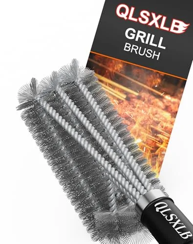 QLSXLB Cepillo de Barbacoa, Cepillo Barbacoa De Limpieza con Cerdas de Alambre de Acero Inoxidable y Mango de Aislamiento Térmico Grill Brush para Parrilla de Gas y Parrilla de Carbón