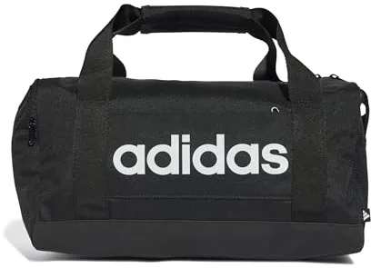 adidas Unisex - Adulto Essentials Linear Duffel Bag, Black/Black/White, XS