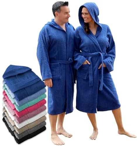 LEBENGOOD Albornoz Hombre con Capucha 100% Algodón OEKO-TEX, Toalla Rizo Americano 450 gsm,Albornoces Juveniles, Ducha, Piscina, Bata Baño, Unisex,Mujer, Tallas S M L XL XXL 3XL (Hom.Cap. Azulon XL)