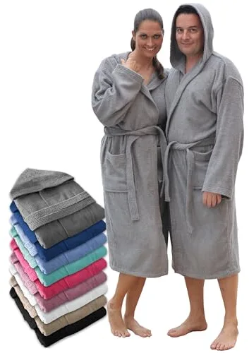 LEBENGOOD Albornoz Hombre con Capucha 100% Algodón OEKO-TEX, Toalla Rizo Americano 450 gsm,Albornoces Juveniles, Ducha, Piscina, Bata Baño, Unisex,Mujer, Tallas S M L XL XXL 3XL (Hom.Cap. Acero XL)