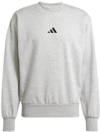 adidas Uomo Essentials FEELCOZY Fleece Sweatshirt, Medium Grey Heather/Black, L