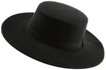 Carnavalife sombrero Cordobés Hombre Negro Rojo Feria de Abril Sevillana Fedora (FR/ES, Letras, Talla Única, Negro)