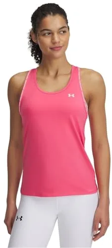 Under Armour Tech Knockout Tank, Camiseta sin Mangas para Mujer, Ligera y Transpirable Camiseta de Entrenamiento, Rosa súper / / Blanco, SM