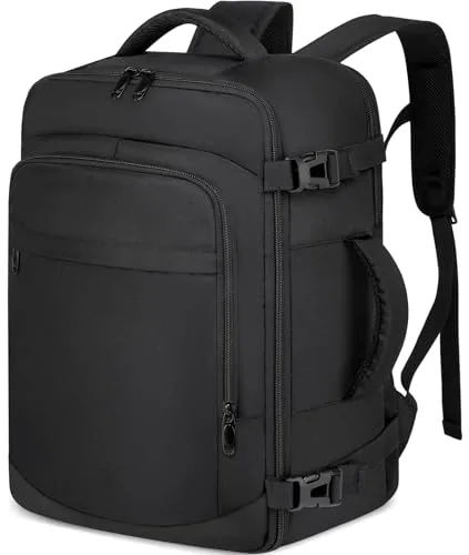 ENZOSUM Mochila Viaje Cabina Avion 40x20x25 para Ryanair Equipaje de Mano 40x20x25 Ryanair Mochila Cabina para Ryanair, Bolsa de Viaje Ryanair Mochilas Hombre Mujer para Ordenador Portátil 20L Negro