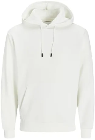 JACK & JONES Sudadera con Capucha básica Hombre con Bolsillo Canguro JJEBRADLEY., Color:Blanco, Talla Sudadera:M