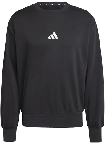 Adidas Uomo Essentials FEELCOZY Fleece Sweatshirt, Black/White, S