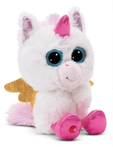 NICI peluche GLUBSCHIS unicornio Glowy Kaddi 15cm blanco - Juguete hecho de suave tejido peludo para abrazar y jugar, para niños y adultos, gran idea de regalo - 49695