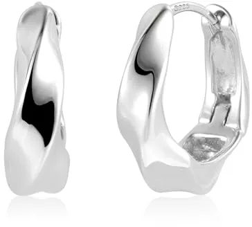 ALEXCRAFT Pendientes Aro Plata Mujer, Pendientes Geométricos Gruesos, Pendientes Anchos Plata, Cuadrados, Ligeros, Hipoalergenicos, Regalos de Joyería