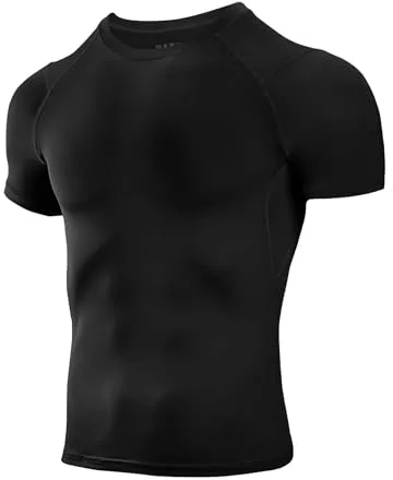 Niksa Camiseta Compresión Hombre, Deportiva de Manga Corta, Entrenamiento, Diseño de Malla Transpirable, Secado Rápido para Gym, Negro, M