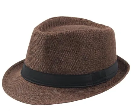 URTERYSER Sombrero Fedora de ala corta, color sólido, para playa, verano, sombrero de sol, accesorio de ganster