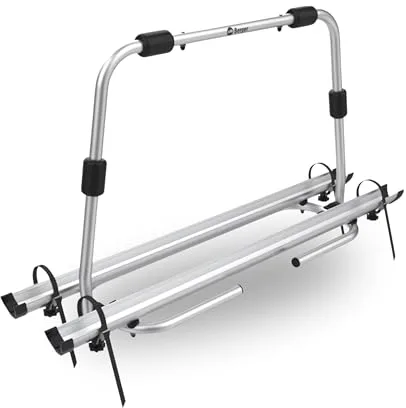 BERGER Portabicicletas para Coche Super XL, Portabicicletas Caravana, Enganche para Remolque, Soporte Trasero para 2 Bicicletas, Bicicleta eléctrica, Bicicleta de montaña, Plegable, Aluminio
