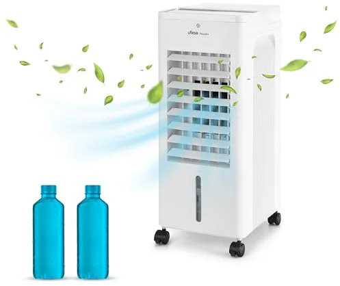 Ufesa Nuuk+ Climatizador Evaporativo, 65W, Función Fría, Ionizado y Ventilador, 3 Velocidades, 3 Modos, Panel Táctil, Depósito de 6L, Temporizador 12h, Filtro Lavable, Mando a Distancia