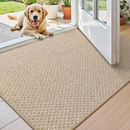 Color&Geometry Felpudo Entrada Casa Antideslizante, Absorbente para Casa, Alfombras Entrada Fino y Lavable, Alfombrilla para Entrada, Pasillo, 44×76 cm, Caqui