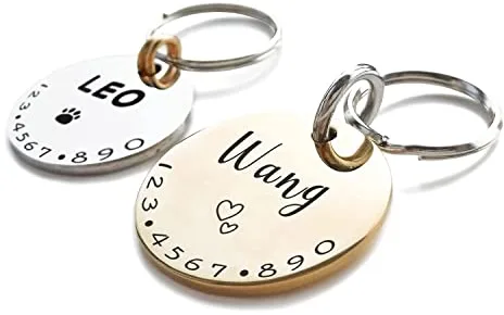 Encantador Símbolos Etiquetas de Chapa Identificativa Perro y Gato de Mascotas Personalizada Grabada Chapita para Placa Identificativa Collar Perros Accesorios Personalizado Pequeño Latón Brillante