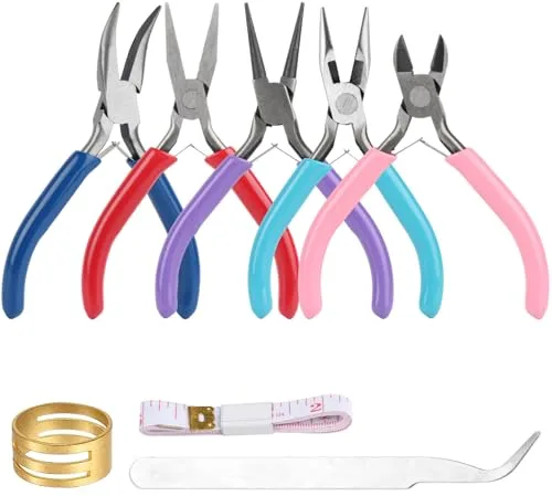 5 Piezas Alicates para Hacer Joyas, Alicates de Corte para Bisuteria Joyería, Alicates de Punta de Aguja, Alicates de Punta de Cadena, Alicates de Corte de Alambre