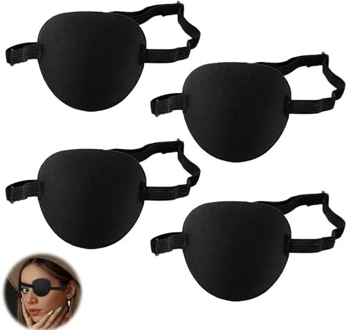 SHSHbuy 4 Piezas Parches de Ojos Ajustables,Parche Pirata Parches Oculares Adecuado Para Corrección De Estrabismo,Cubrir Ojo Izquierdo o Derecho de Mejorar Visión