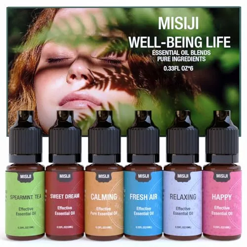MISIJI set aceites esenciales para difusor Aromaterapia Pura Natural 6 x 10 ml