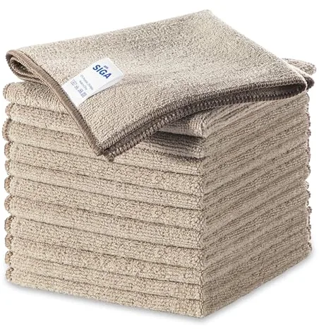 MR.SIGA Paños de Limpieza de Microfibra, Toallas de Microfibra Multiusos, Trapos de Limpieza sin Rayas, Paquete de 12, Trigo, tamaño 32 x 32 cm