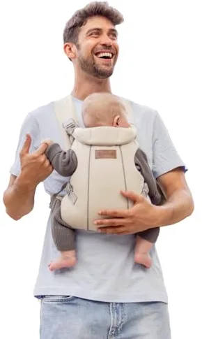 Jané Dual Mochila Portabebé Ergonómica, Desde Nacimiento (3,5–15 kg), 3 Posiciones, Transpirable y Acolchada, Beige