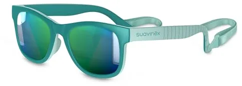 SUAVINEX, Gafas de Sol para Niños de 2 a 3 Años, Polarizadas, con Filtro UV 400, 100% Protección Rayos UVA y UVB, con Funda y Cinta de Sujeción Incluidas, Muy Flexibles y Ligeras, Color Verde Trama