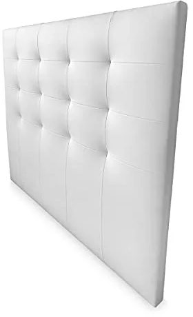 amuéblate online - Cabecero Modelo Coral Acolchado, Tapizado en Polipiel de Alta Gama, Medidas: 160 x 120 cm (para Cama de 150) Blanco
