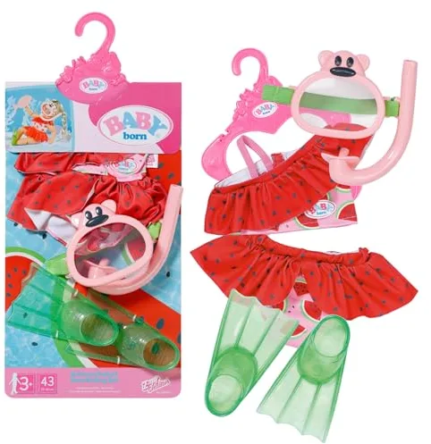 BABY born Set de Snorkel con Bikini, Gafas de Buceo y Aletas para muñecas de 43cm, 836996 Zapf Creation