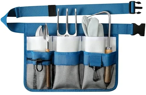 winhunt Delantal para herramientas de jardín para mujer, cinturón de herramientas ajustable con 8 bolsillos, cinturón de trabajo Oxford resistente para jardinería, construcción (azul)