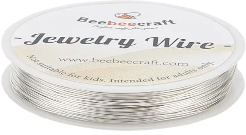 Beebeecraft Alambre de Joyería de Plata de 98.43 pie Calibre 22 0.6 mm 925 Alambre de Cobre Chapado En Plata de Ley Redondo Suave Muerto para Hacer Joyas Y Manualidades