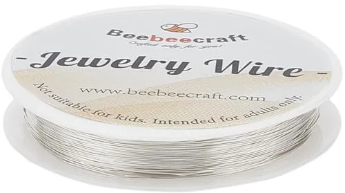 Beebeecraft Alambre de Cobre de 50m 0.3mm 925 alambres de Joyería Chapados En Plata de Ley Redondo Resistente Al Deslustre de para Hacer Joyas Y Manualidades