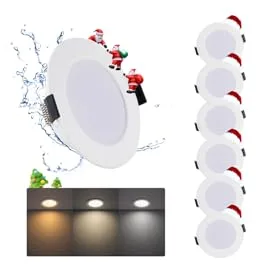 Grebeam Downlight LED 12W Techo Empotrable 230V, Foco Interior para Baño, 3000K/4000K/6000K, Agujero de Corte: φ120-130mm, Ojos de Buey para Techo, Cocina, Salón, 6 Unidades