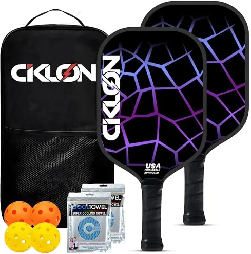 Ciklon | Set de Palas de Pickleball | Juego de Paletas de Pickleball | Fibra de Vidrio y Núcleo de Nido de Abeja Polipropileno (PPL) | USAPA | Pack Esenciales | Bolas Interior y Exterior