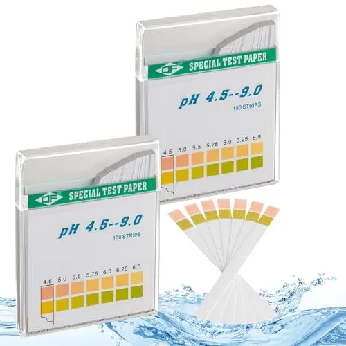 ECENCE Tiras de prueba pH 200 unidades, papel para prueba de tornasol, rango de medición 4,5-9, indicador papel universal, test de ácidos para acuarios, agua potable