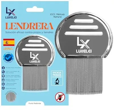 LUXELEI Liendrera Piojos Profesional Recomendada por Pediatras - Lendrera Antipiojos y Liendres Infantil - Peine Piojos y Liendres - Tratamiento Piojos y Liendres - Lendrera Piojitos Fuera