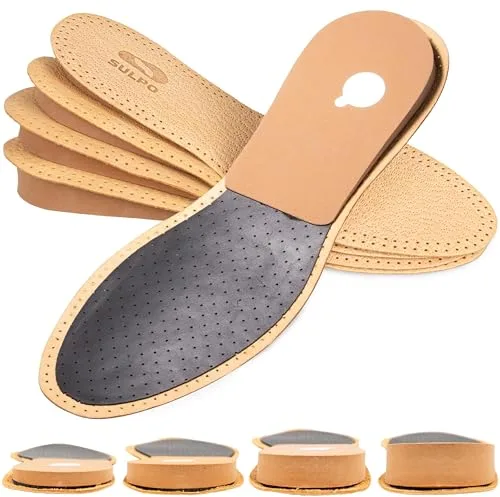 Plantillas elevadoras de zapatos - Plantillas de cuña de cuero para el talón - Plantillas más grandes para zapatos - Elevador de zapatos, elevador de talón - Talla 41/42 - Altura 2 cm