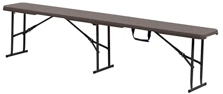 KG KITGARDEN - Banco Plegable Portátil Multifuncional Imitación Madera, 180x28x43cm, Marrón