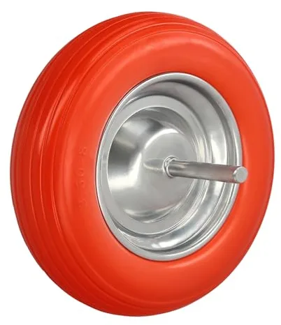 WOLFPACK LINEA PROFESIONAL Rueda Carretilla Obra/Jardin Maciza Llanta Acero Plus" Naranja Impinchable, Con Eje Ø 19 mm Rueda Ø 35 cm"