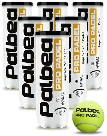 Palbea Pro Padel - Pelotas de Padel Aprobadas por la FIP - 1 Caja x 6 Tubos - Pelotas con Fieltro de Alta Visibilidad HV. para Entrenamientos y Torneos. Presurizadas, Duraderas y Rápidas.