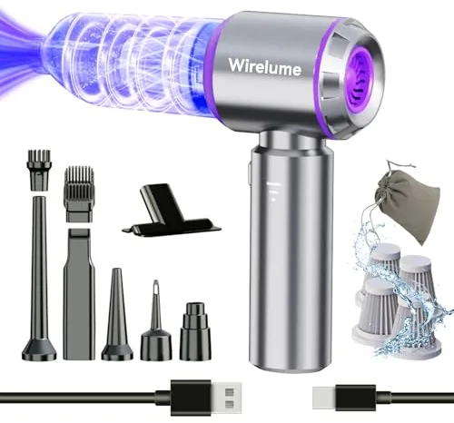 Wirelume Aspirador de Mano para Coche inalámbrica Potente 22000 Pa succión ciclónica Fuerte Motor Mini pequeña de Mesa sin escobillas portátil Recargable Ligera para Pelo de Mascotas, vehículo, hogar