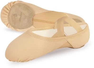 Bezioner Zapatillas Ballet Niña Altamente Elásticos Zapatillas de Danza Suela Partida Zapatos Baile Mujer Calzado de Danza Beige 38