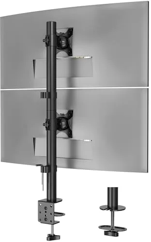 BONTEC Soporte Doble Monitor Vertical para Monitores de 13 a 34 Pulgadas, Brazo Monitor con Inclinación, Rotación y Giro, VESA 75x75/100x100, 10kg, Soporte de Dos Monitores, 2 Opciones de Montaje
