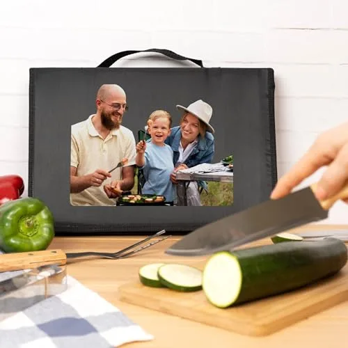 Wanapix | Kit Barbacoa Personalizado | Set Utensilios Barbacoa | Incluye 6 Accesorios (2 Cuchillos, Tabla, Pinzas, Afilador y Trinchador)| 100% Personalizado