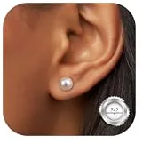 YADOCA Pendientes de Perlas de Plata de Ley 925 para Mujeres Niñas Simple Elegante Blanco de Agua Dulce Pendientes de Perlas Pequeñas 5mm 6mm 7mm 8mm