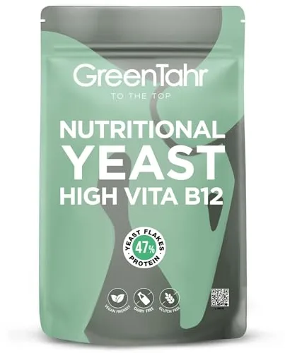 Green Tahr Levadura Nutricional B12 500g, Nutritional Yeast en Copos Rica en Vitamina B y Proteínas 47%, Levadura Nutricional Sin Gluten y Sin Lactosa, Ideal para Queso Vegano, Alto Contenido en Fibra