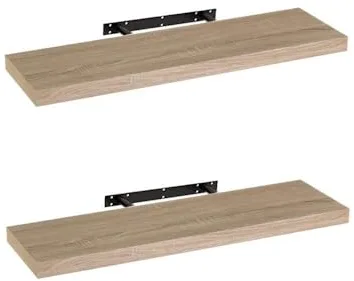 LOLAhome - Set de 2 Baldas Flotantes para Pared de Madera Natural de 80x23,5 cm, 2 Estanterías de Pared Resistentes y Decorativas sin Agujeros Visibles para Salón, Cocina, Oficina o Dormitorio