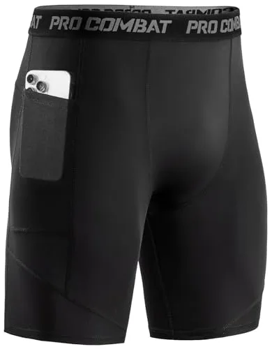 Niksa 1 Piezas Mallas Running Hombre Mallas Cortas Hombre Pantalones Cortos Entrenamiento con Bolsillo para Celular Secado Rápido Transpirable Pantalones Cortos, Negro, M