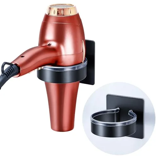 YYBO Soporte Secador de pelo, Porta Secador de Pelo sin Taladrar, Colgador secador Pelo Acero Inoxidable, Soporte Pared secador pelo, soporte para secador de pelo Negro